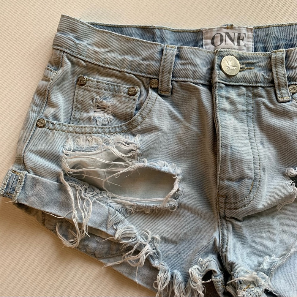 One Teaspoon Bandits Denim Shorts Sz 25 - Picture 3 of 15